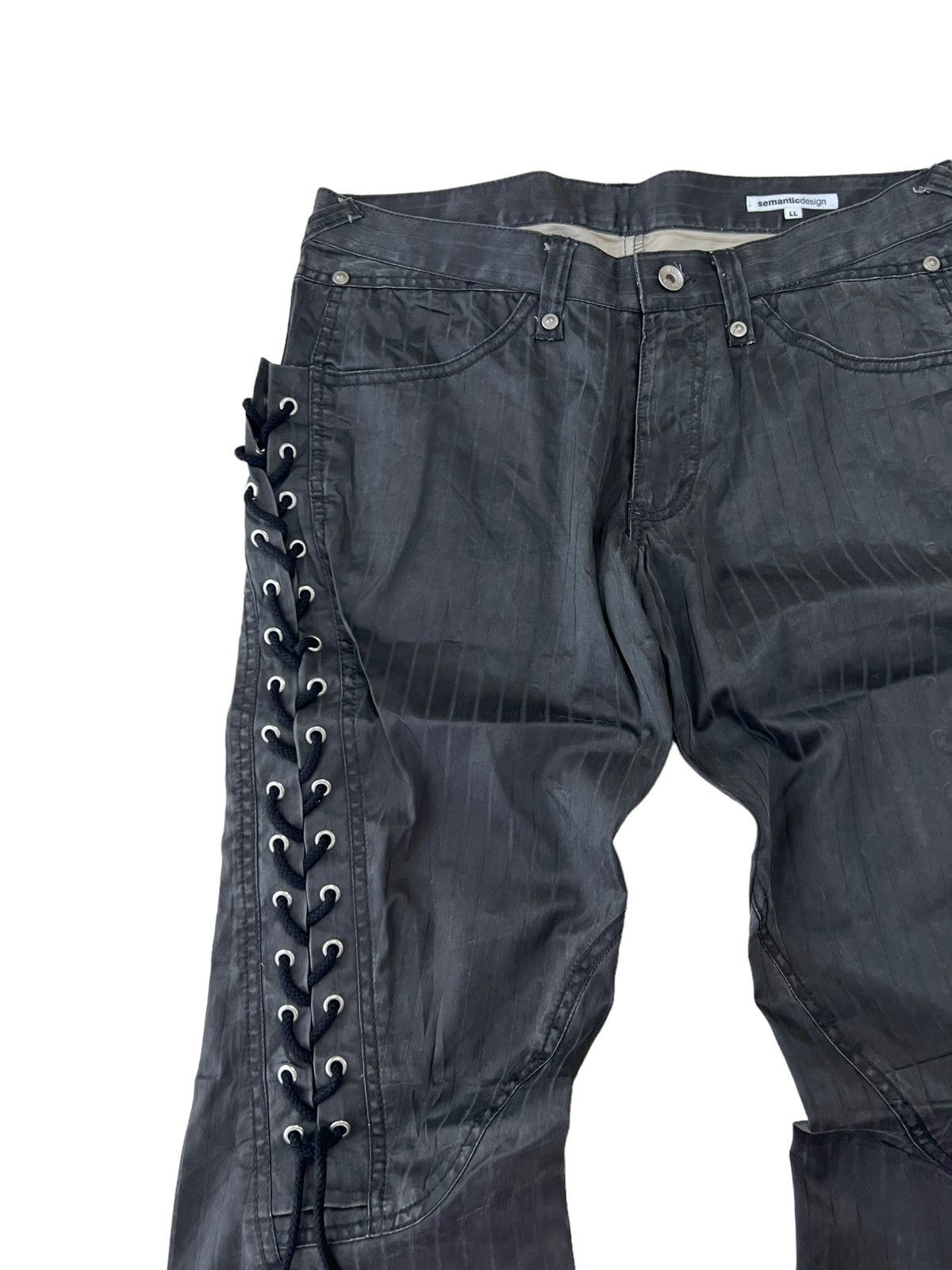 Japanese Brand Semantic Design Spiral Cut Flared Lace Up Jeans Size US 32 / EU 48 - 6 Thumbnail