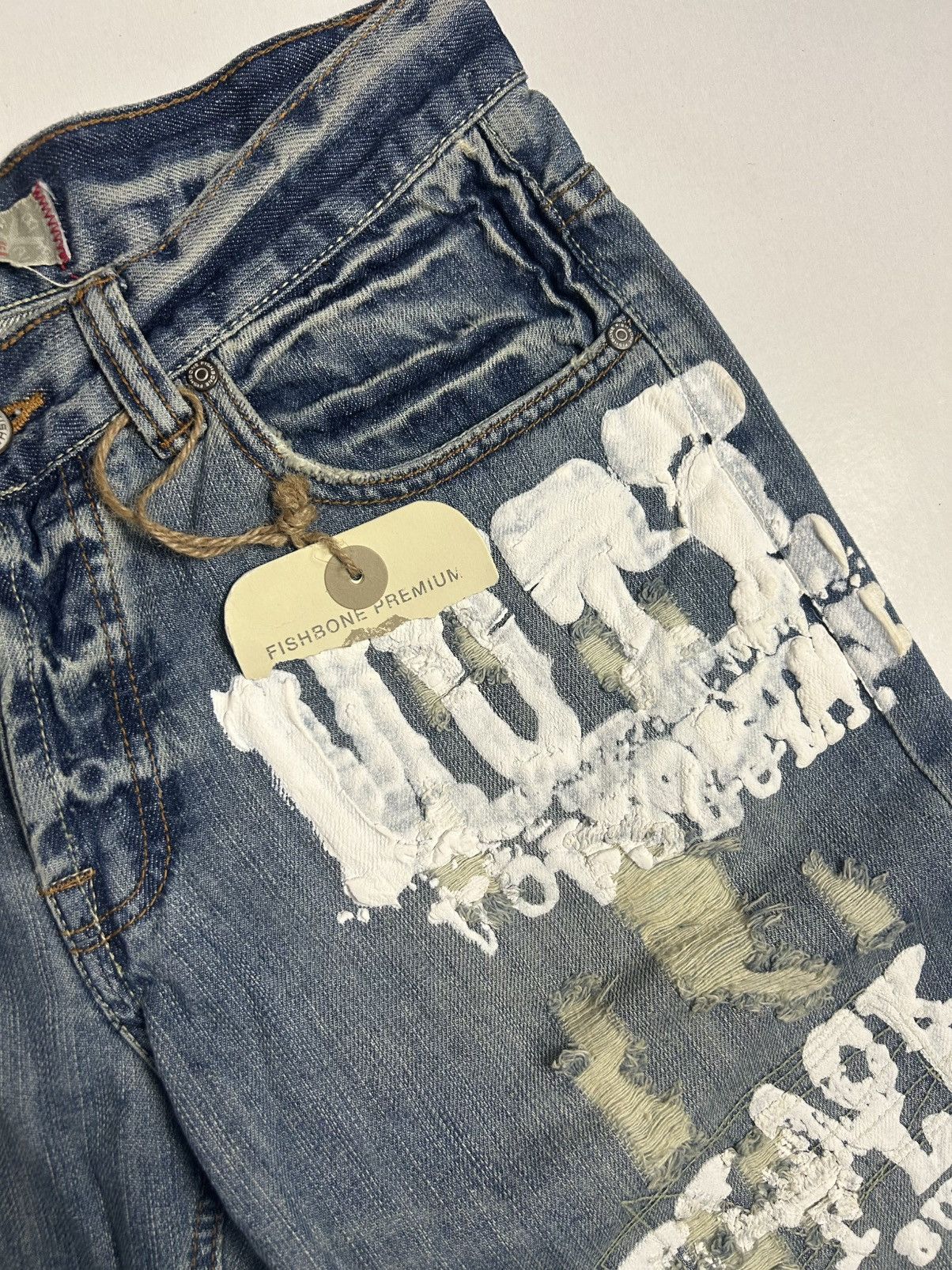 Vintage DS VTG Y2K Fishbone Printed Jeans Size US 33 - 5 Thumbnail
