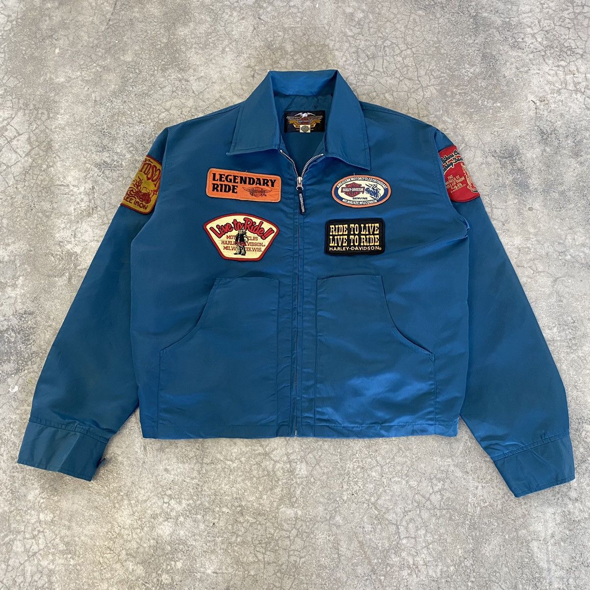 Harley Davidson Vintage Harley Davidson Patches Nylon Zipper Jacket Size US L / EU 52-54 / 3 - 3 Thumbnail