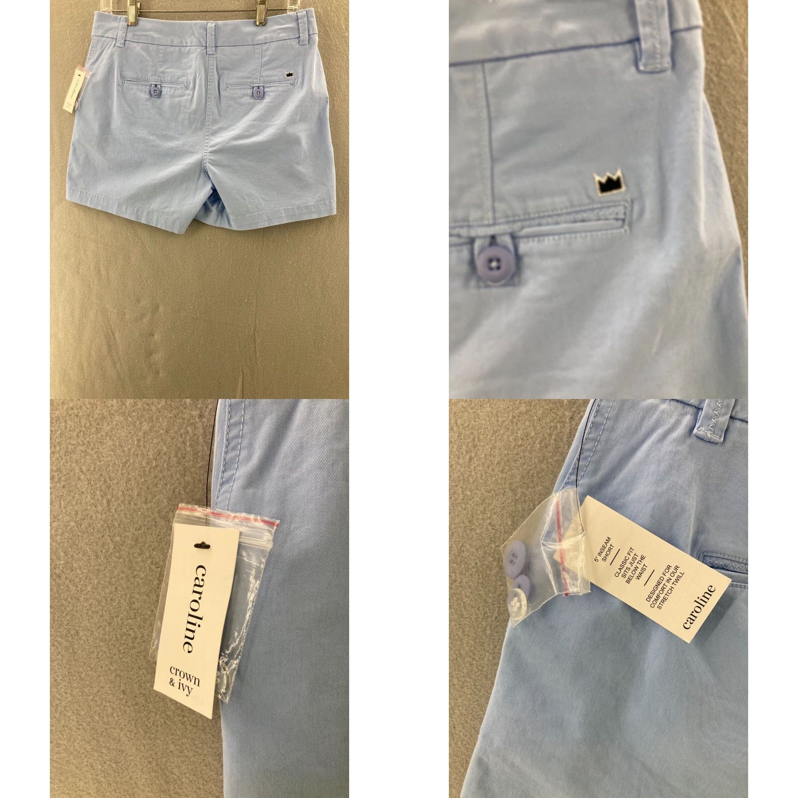 Vintage Crown and Ivy Chino Shorts Womens 4 Blue Solid Activewear Casual Travel Size 27" / US 4 / IT 40 - 8 Thumbnail