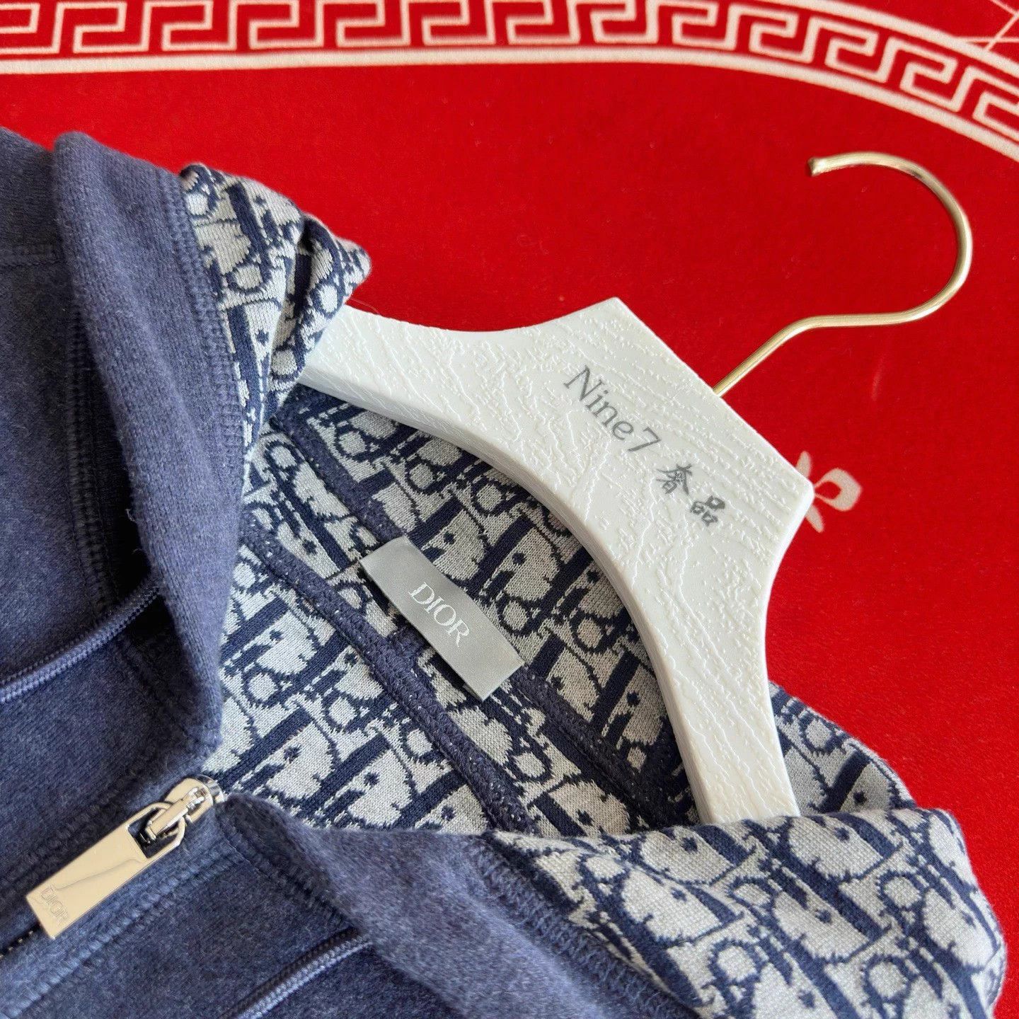 Dior Dior Oblique all-over logo cashmere zip hood jacket navy Size US L / EU 52-54 / 3 - 4 Thumbnail