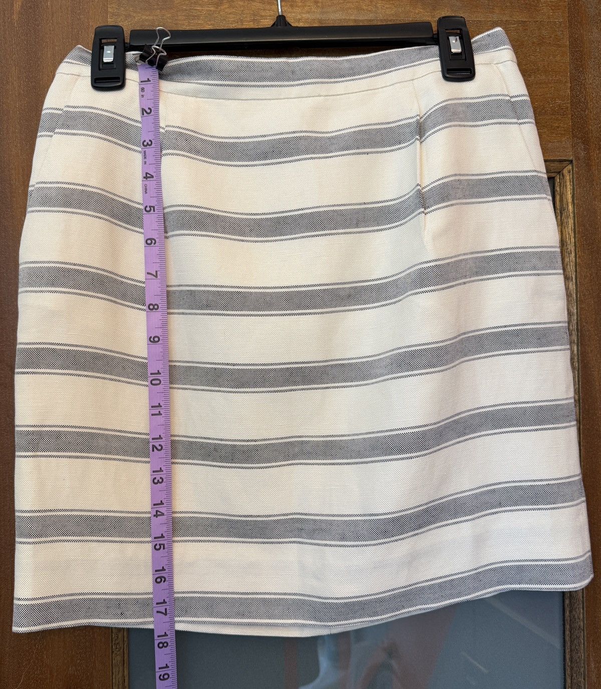 J.Crew J.Crew Women’s Salon Creme Grey Striped Linen Silk Skirt Size 26" / US 2 / IT 38 - 8 Thumbnail