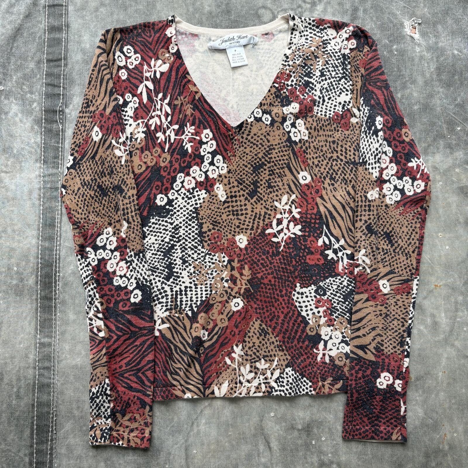 Vintage Vintage Y2K Unique Leopard Tiger Animal Floral Print Shirt Size XS / US 0-2 / IT 36-38 - 1 Thumbnail