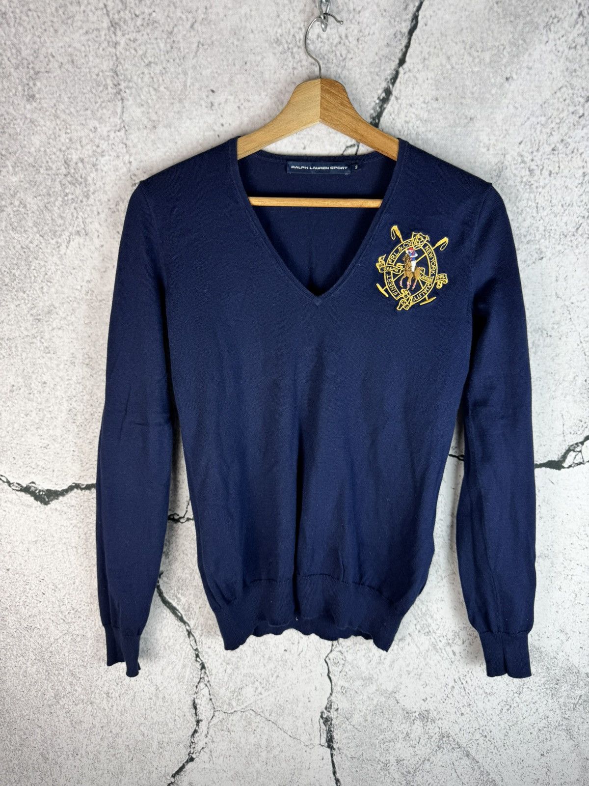 Polo Ralph Lauren Vintage Ralph Lauren Big Logo v neck Sweater Size S / US 4 / IT 40 - 1 Thumbnail