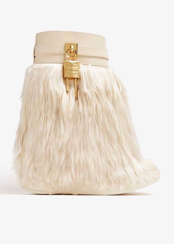 o1w1db10325 Shark Lock Ankle Biker Boots in Beige