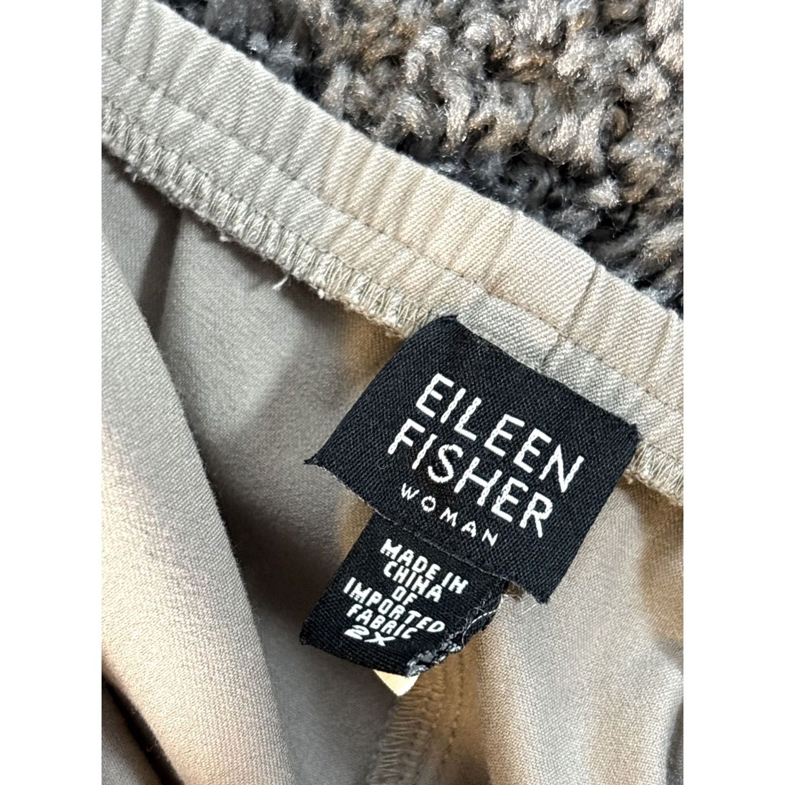 Eileen Fisher VINTAGE Eileen Fisher Pants Women 2X Gray Organic Cotton Stretch Wide Leg Cropped Size 40" / US 18 - 5 Thumbnail