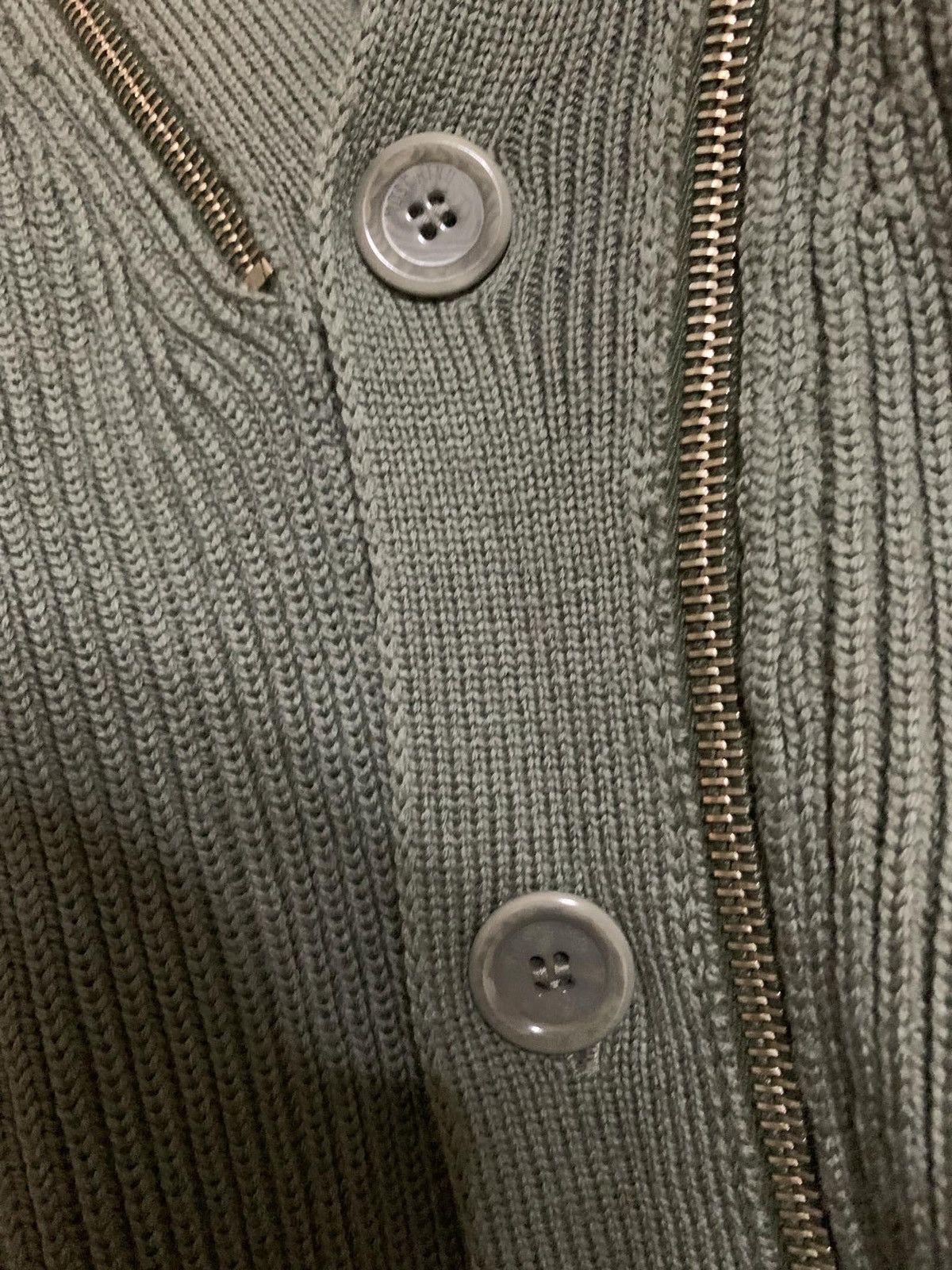 Designer × Moschino Moschino Ribbed Wool Cardigan with Zip Olive Size US L / EU 52-54 / 3 - 8 Thumbnail