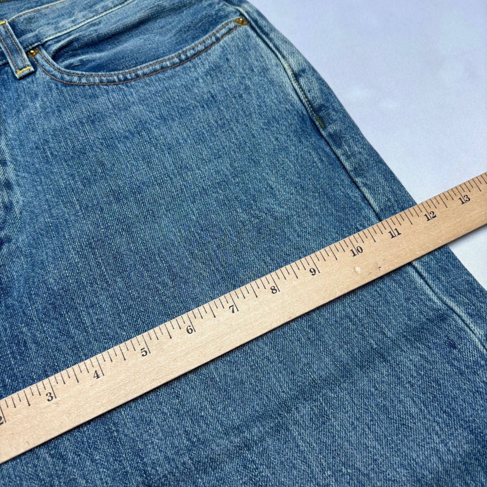 Sid Mashburn $185 Sid Mashburn Light Wash Denim 35x34 Slim Straight Jeans Size US 35 - 8 Thumbnail