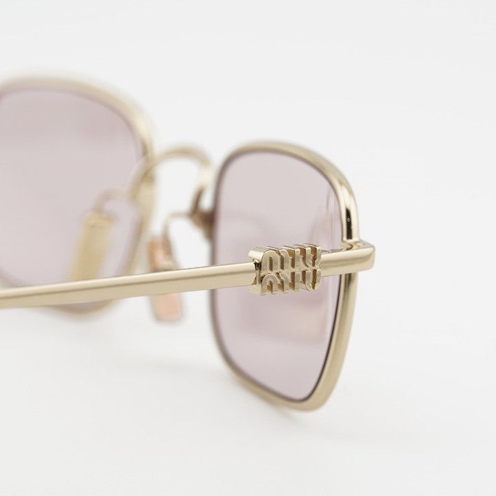 Miu Miu Miu Miu MUA53S ZVN4I0 Sunglasses Gold Rectangle Frame Size ONE SIZE - 7 Thumbnail