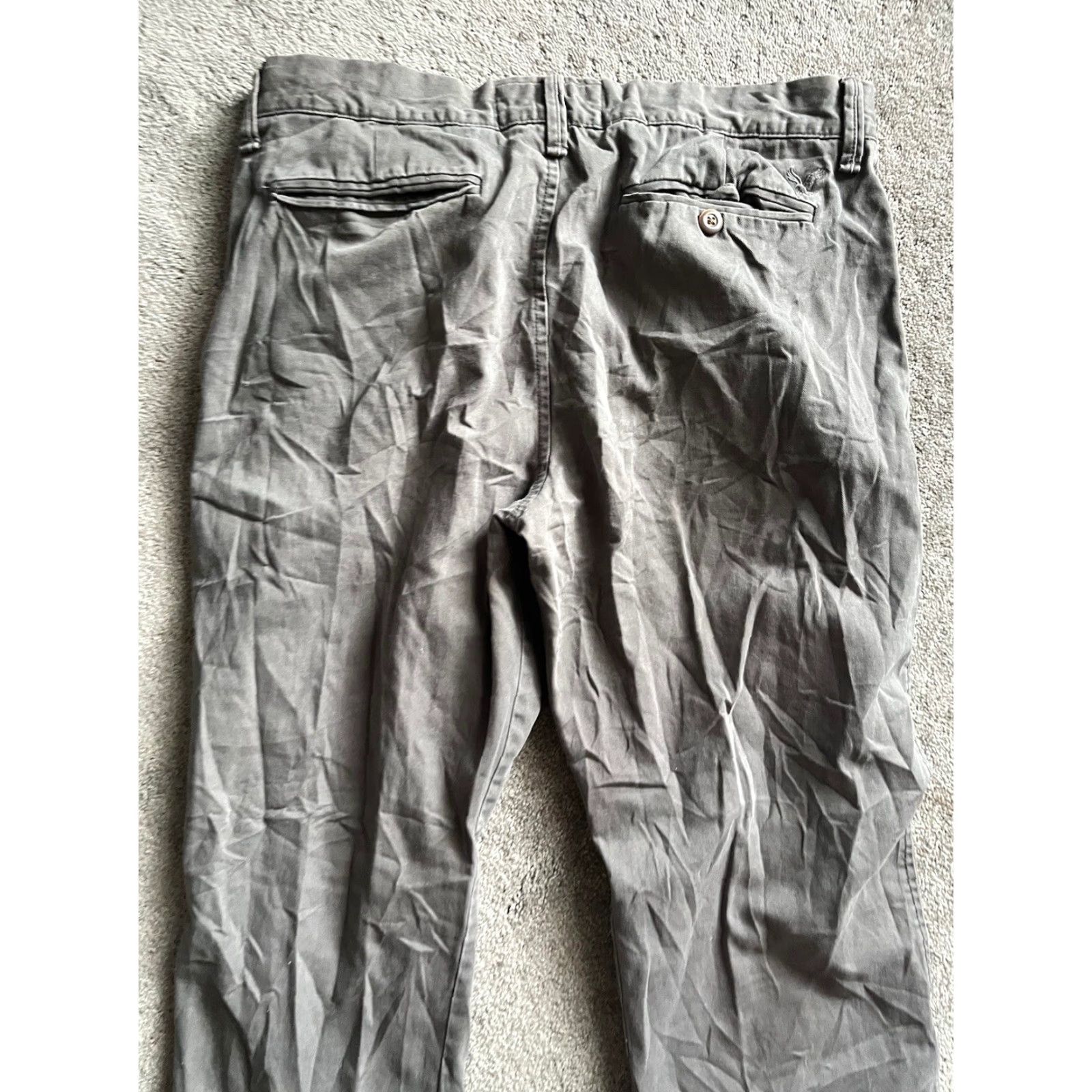 American Eagle Outfitters American Eagle Chino Pants Mens 36x28 Gray Solid Regular Fit Stretch Size US 36 / EU 52 - 4 Thumbnail