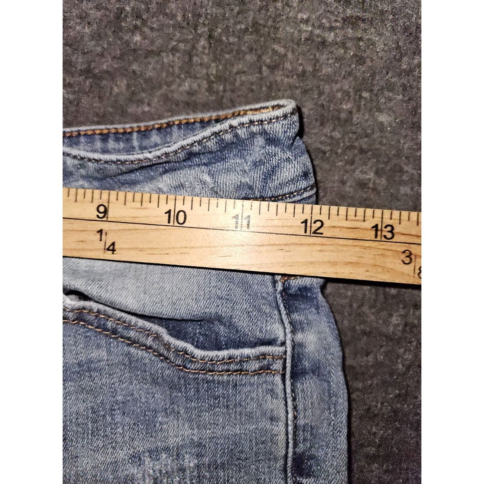 Vintage Kancan Skinny Jeans Juniors 23 Low Rise Blue Stretch Distressed Preppy Casual Denim Womens Size 40" / US 18 - 4 Thumbnail