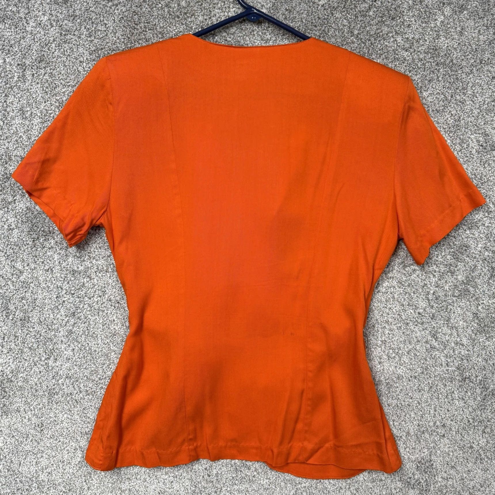 Vintage VINTAGE Rendezvouz Wrap Top Blouse S Womens Orange Short Sleeve V-Neck Tie Waist 90s Art Teacher Repurpose Size S / US 4 / IT 40 - 5 Thumbnail