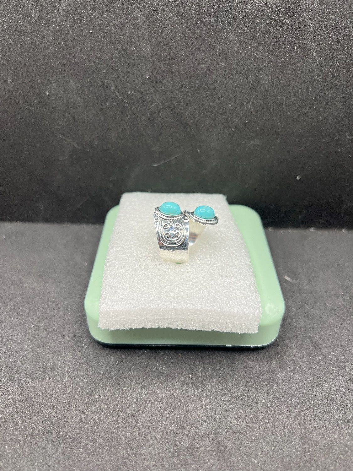 Jewelry Double Turquoise Silver Ring - Size 6.5 Size ONE SIZE - 2 Thumbnail