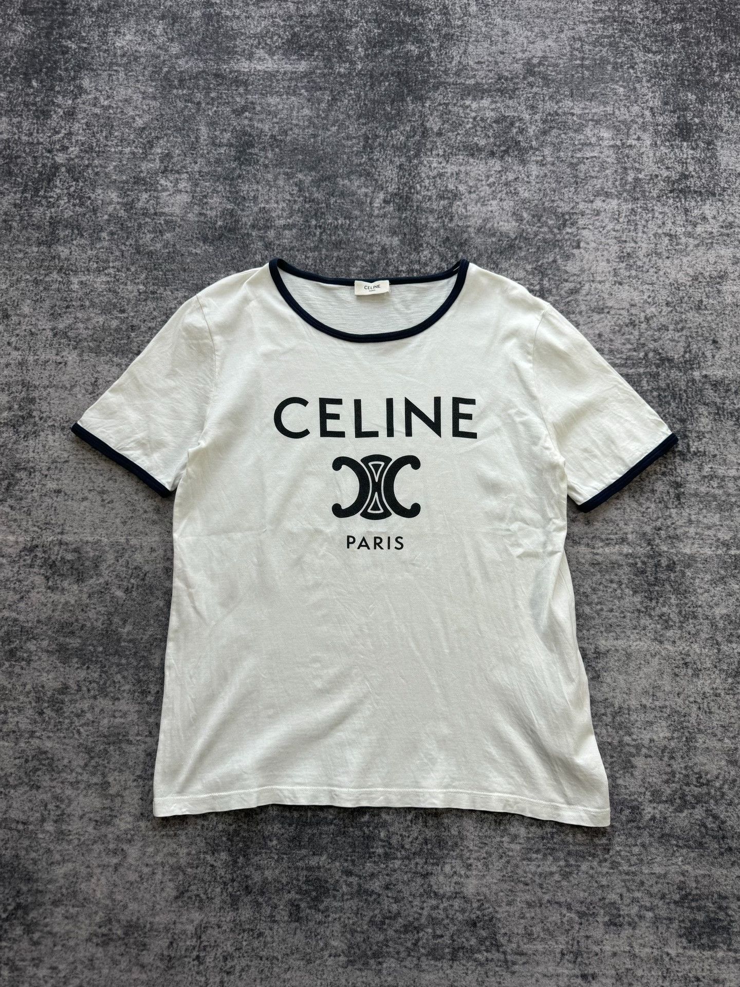 Celine Celine White Triomphe Short Sleeve Size M / US 6-8 / IT 42-44 - 1 Thumbnail