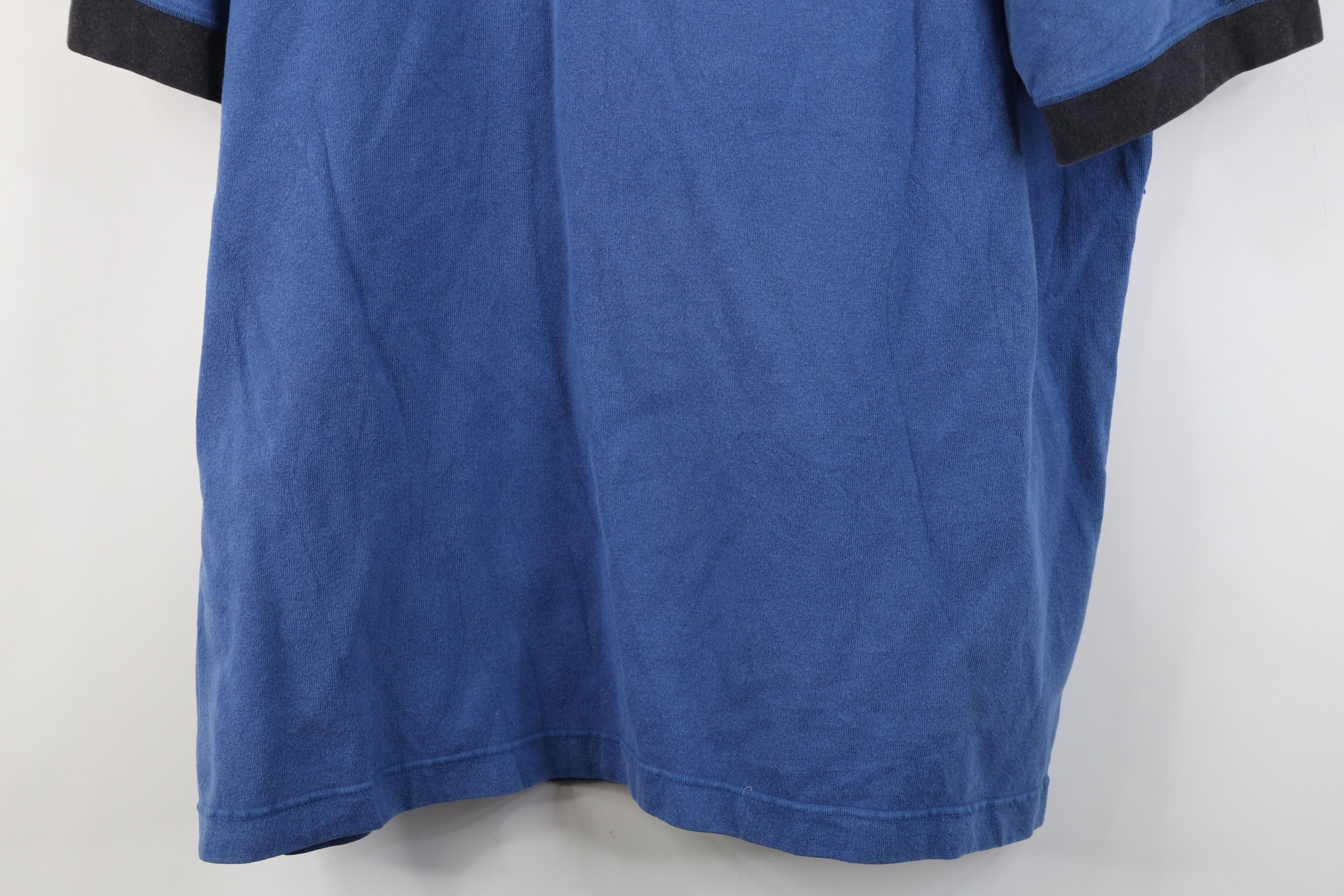 Nike Vintage 90s Nike Swoosh Heavy Knit Ringer T-Shirt Blue Size US L / EU 52-54 / 3 - 3 Thumbnail