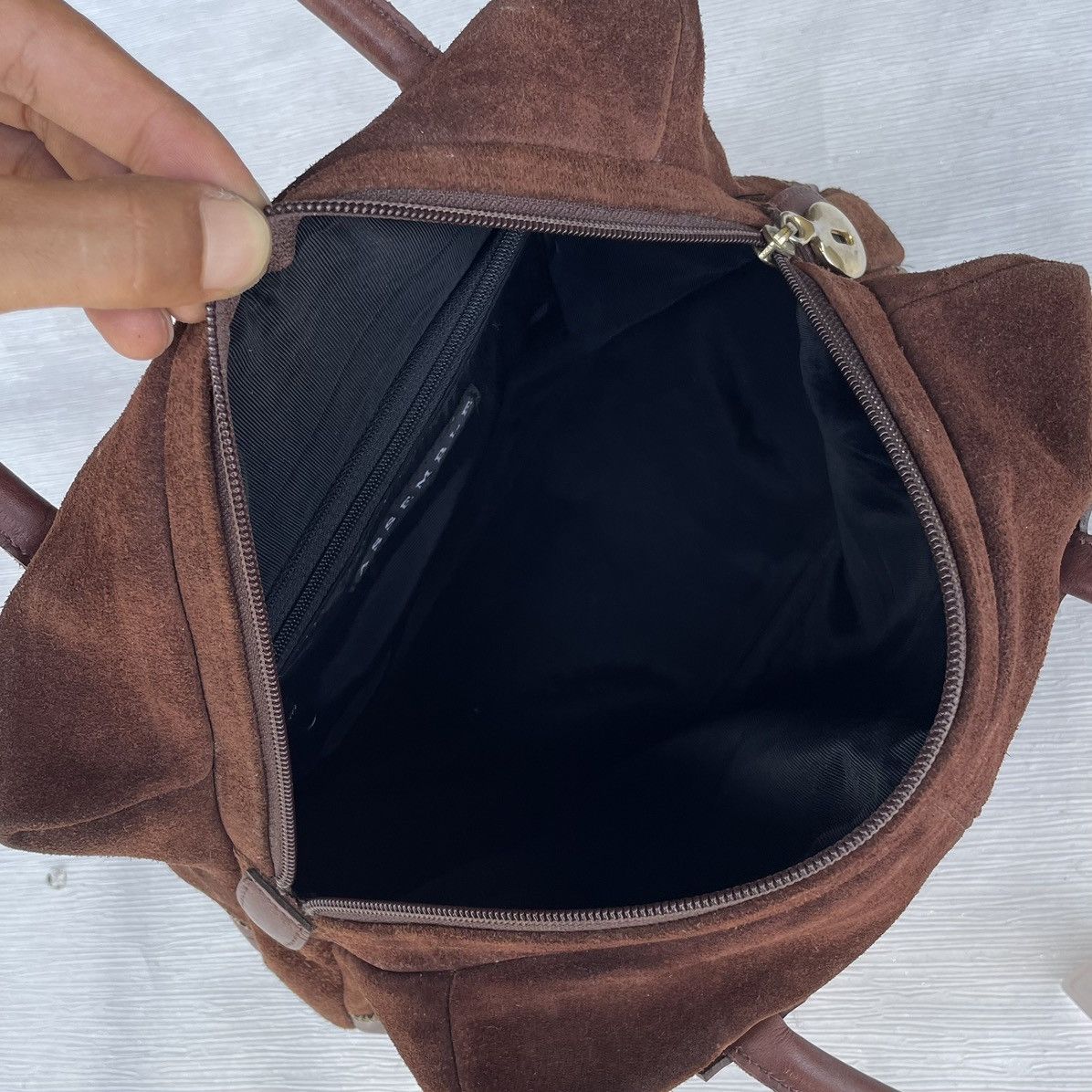 Leather × Vintage Vintage Assemble Dark Brown Suede Leather Bag Size ONE SIZE - 13 Thumbnail