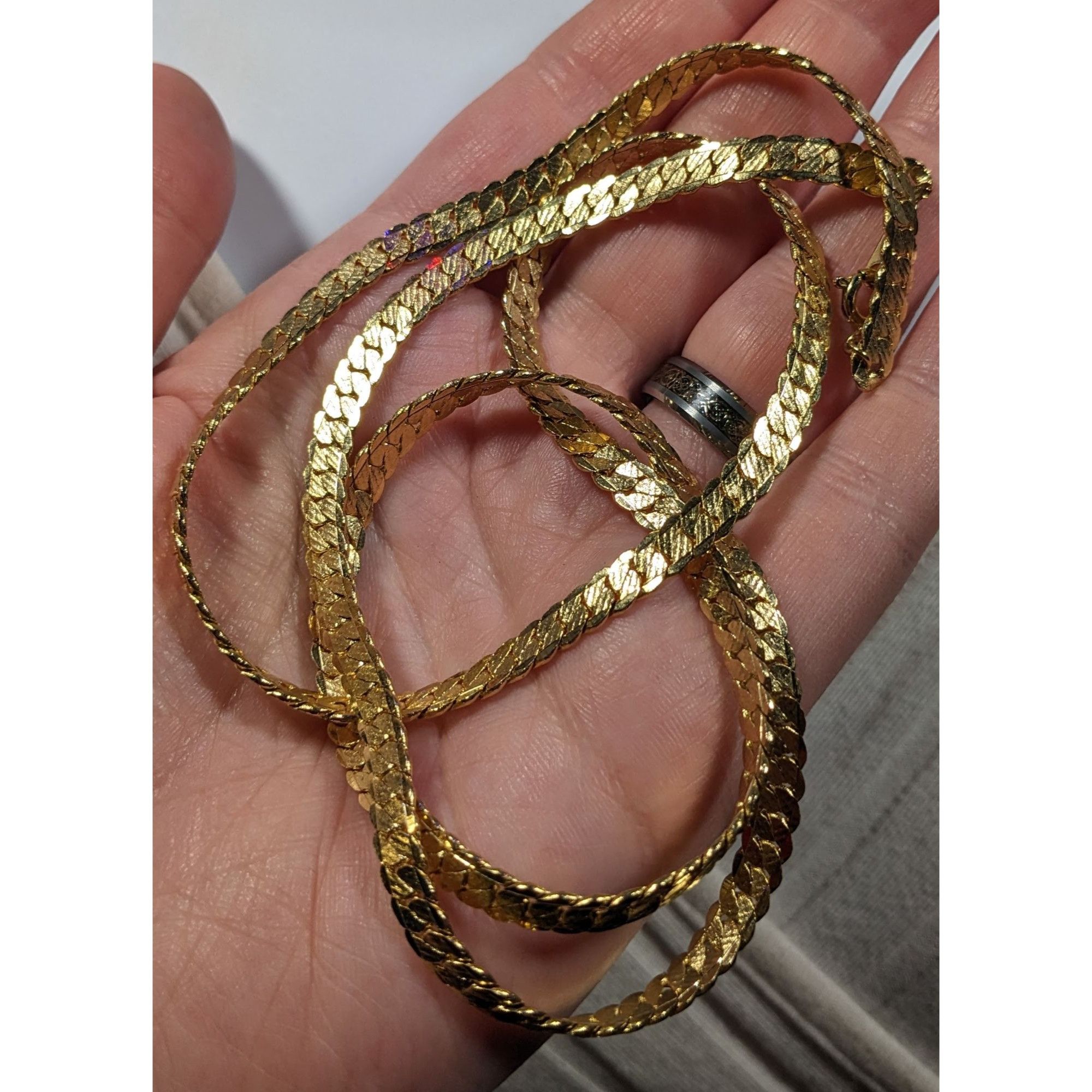 Other Bright Gold Tone Flattened Link Chain Necklace Size ONE SIZE - 7 Thumbnail