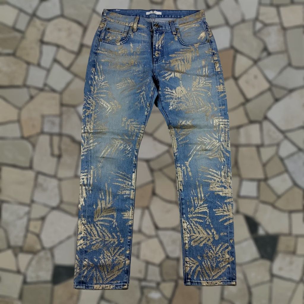 7 For All Mankind 7 For All Mankind Women’s Gold Leaves Metallic Relaxed Crop Skinny Jeans Size 25 Size 42" / US 20 - 1 Thumbnail