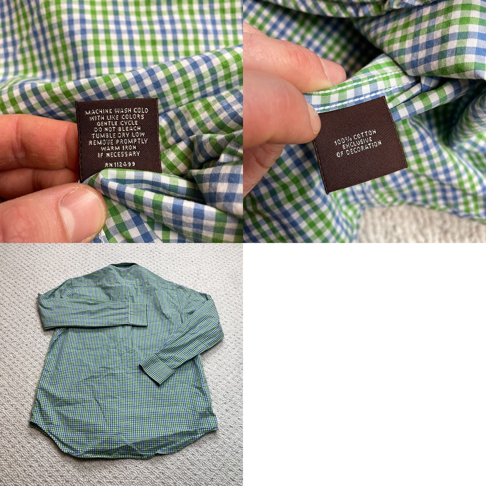 Tailorbyrd TAILORBYRD Button-Up Shirt Mens Large Green Check Plaid Pocket Logo Collared Top Size US L / EU 52-54 / 3 - 9 Thumbnail