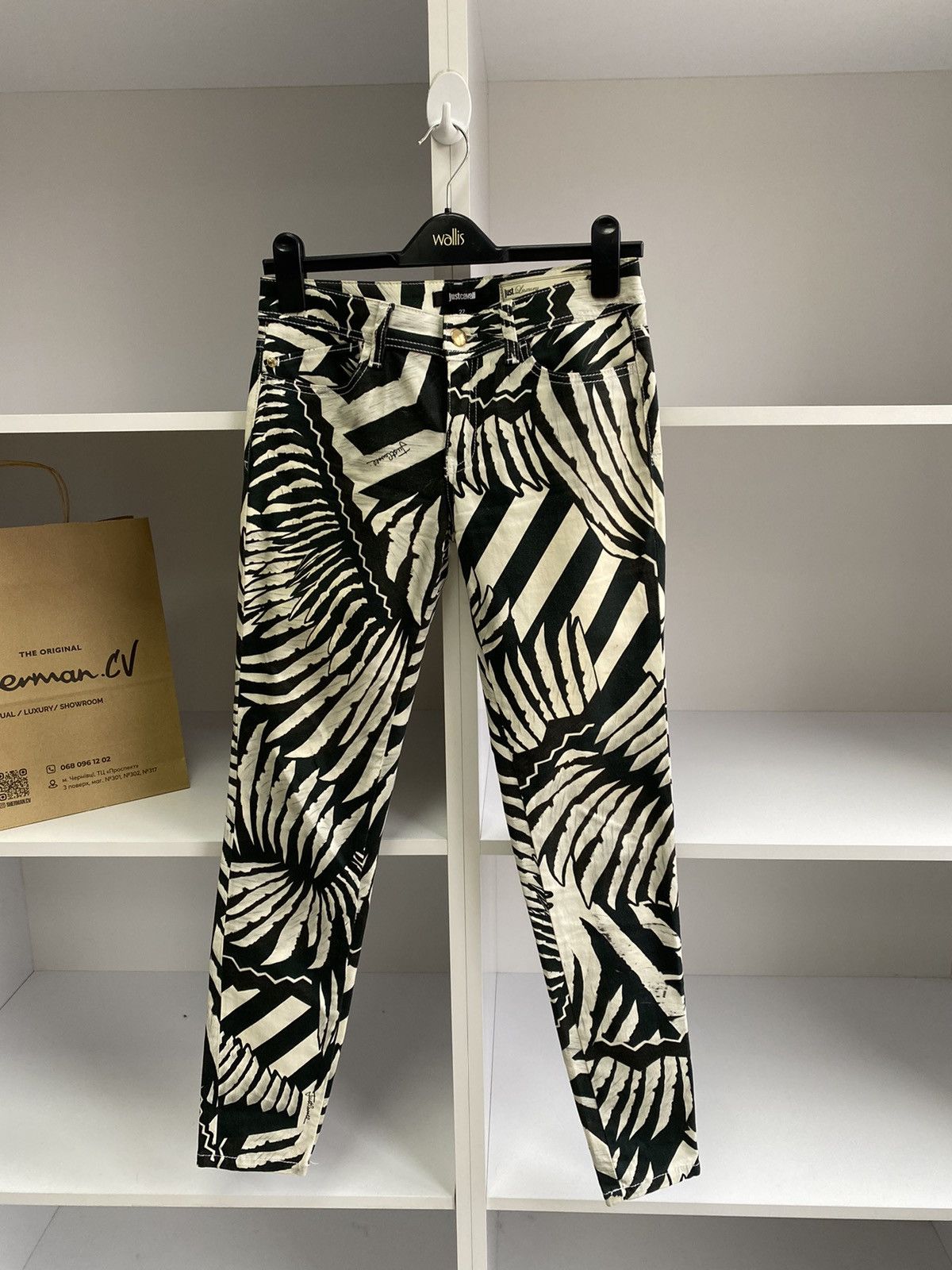 Just Cavalli × Vintage Vintage Just Cavalli Black/White Printed women’s pants Size 27" / US 4 / IT 40 - 6 Thumbnail