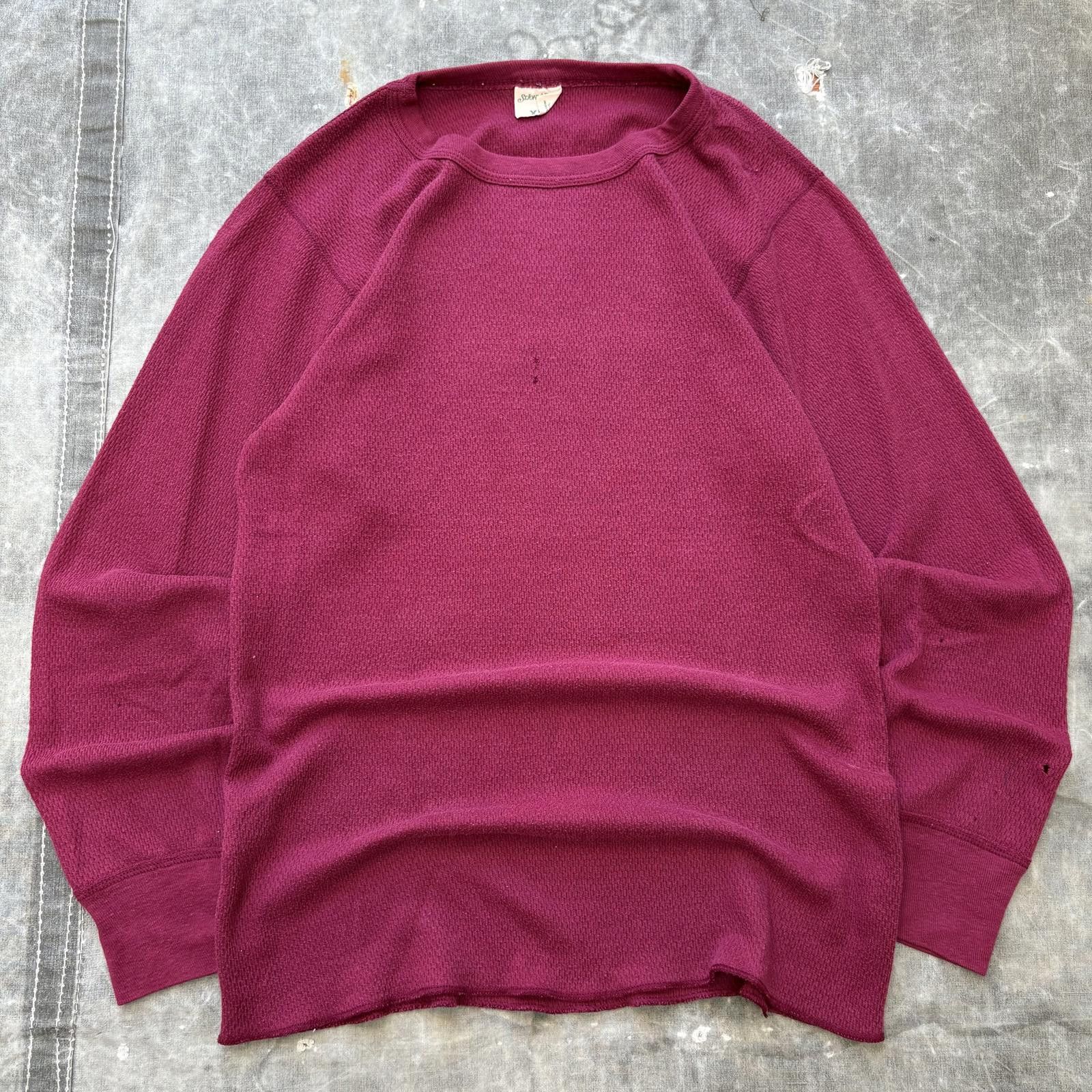 St. Johns Bay Vintage 80s Burgundy Skater Grunge Thermal Waffle Knit Shirt Size US L / EU 52-54 / 3 - 1 Thumbnail