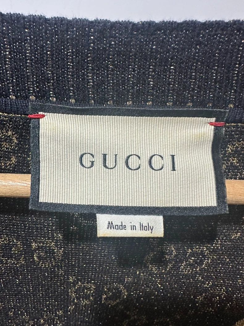 Gucci Gucci Black gold GG full print logo cardigan sweater 2501-N Size US M / EU 48-50 / 2 - 3 Thumbnail