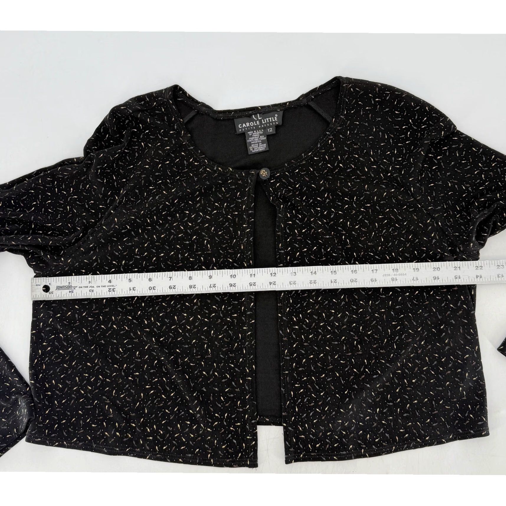 Vintage VINTAGE Carole Little Black Metallic Gold Accent Crop Cardigan Jacket Strech Sz 12 USA Size XL / US 12-14 / IT 48-50 - 8 Thumbnail