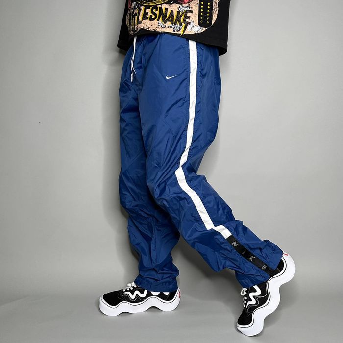 Nike Vintage Nike Track Pants Cobalt Blue Nylon White Swoosh 90s Grailed