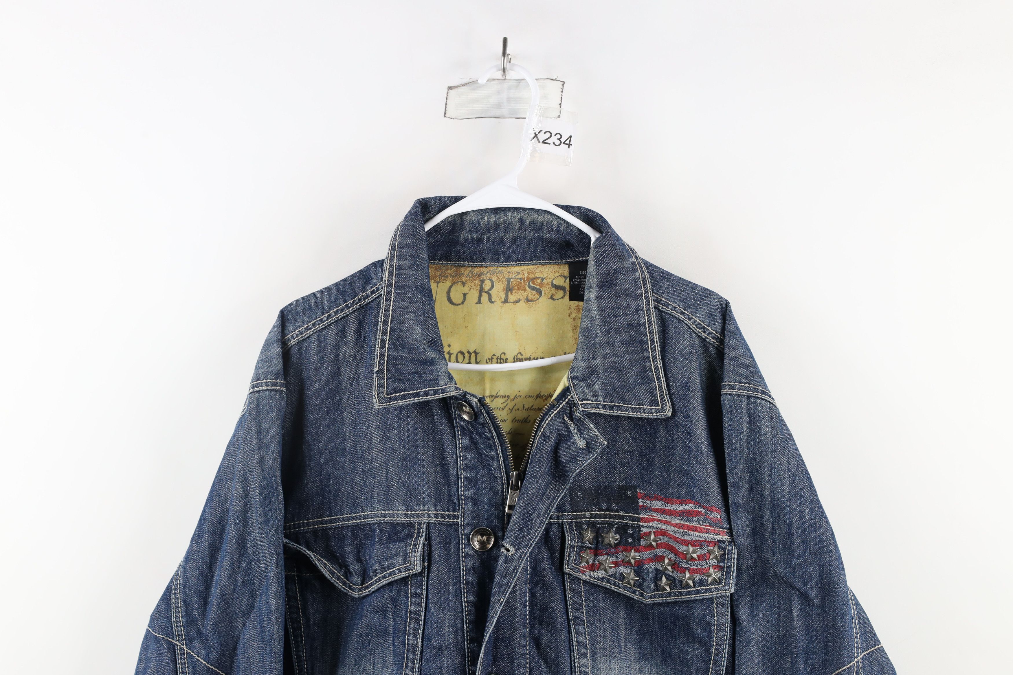 Vintage Vintage Marc Buchanan Pelle Pelle Flag Studded Denim Jacket Size US XXL / EU 58 / 5 - 2 Thumbnail