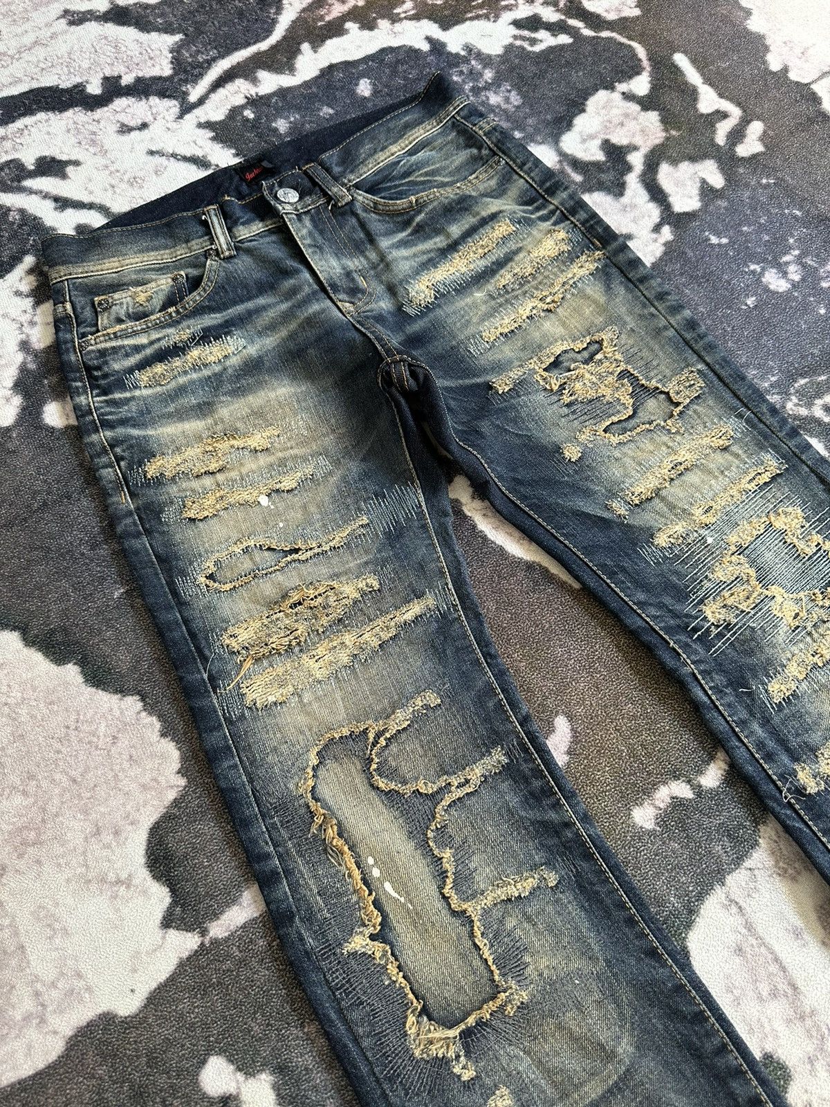 JACKROSE 00's Jackrose j-rock tribe couture boro denim jeans Size US 31 - 4 Thumbnail