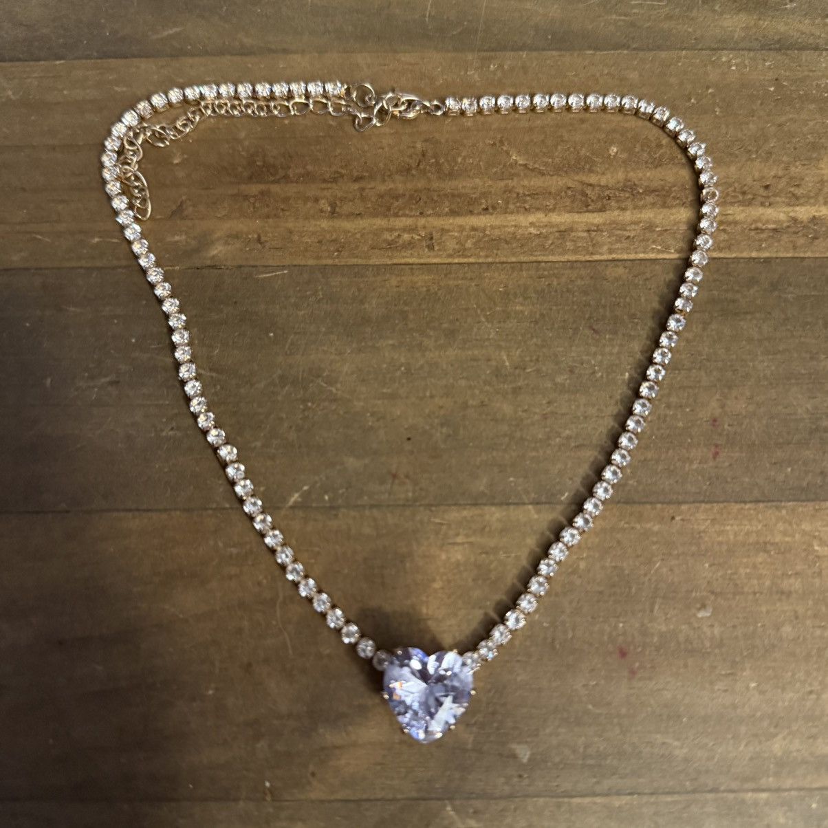 Other Gold tone clear rhinestone heart tennis necklace Size ONE SIZE - 3 Thumbnail