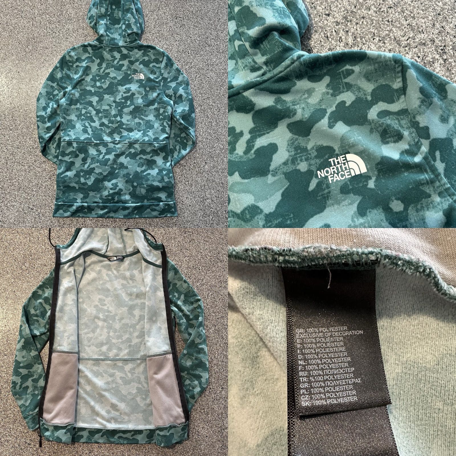 The North Face The North Face Jacket Womens S Full Zip Hooded Camouflage Teal Lightweight Fleece Blue Front Zip Hoodie Size S / US 4 / IT 40 - 8 Thumbnail