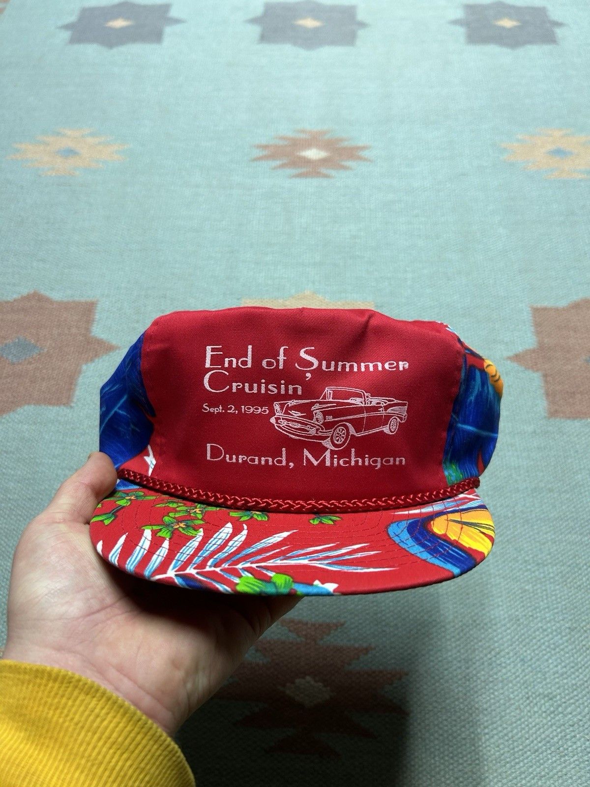 Vintage Vtg hat summer cruising classic car Michigan Hawaiian flower Size ONE SIZE - 2 Thumbnail