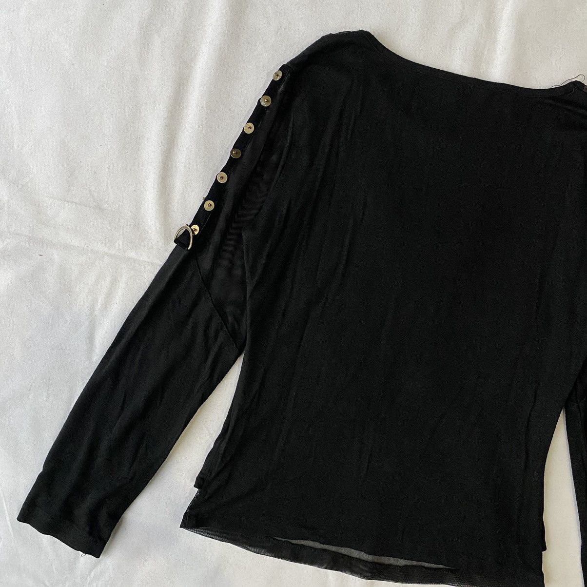Japanese Brand Black Studded Ruched Mesh Double Layer Punk Goth Grunge Top Size M / US 6-8 / IT 42-44 - 11 Thumbnail