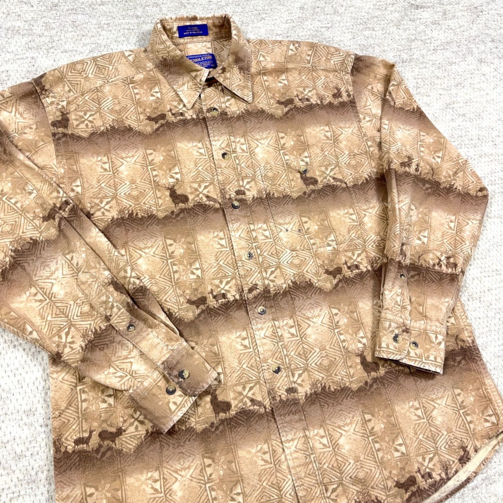 Pendleton Pendleton Shirt Men Medium Brown Chamois Cloth Button Up Elk Print Southwestern Size US M / EU 48-50 / 2 - 2 Thumbnail