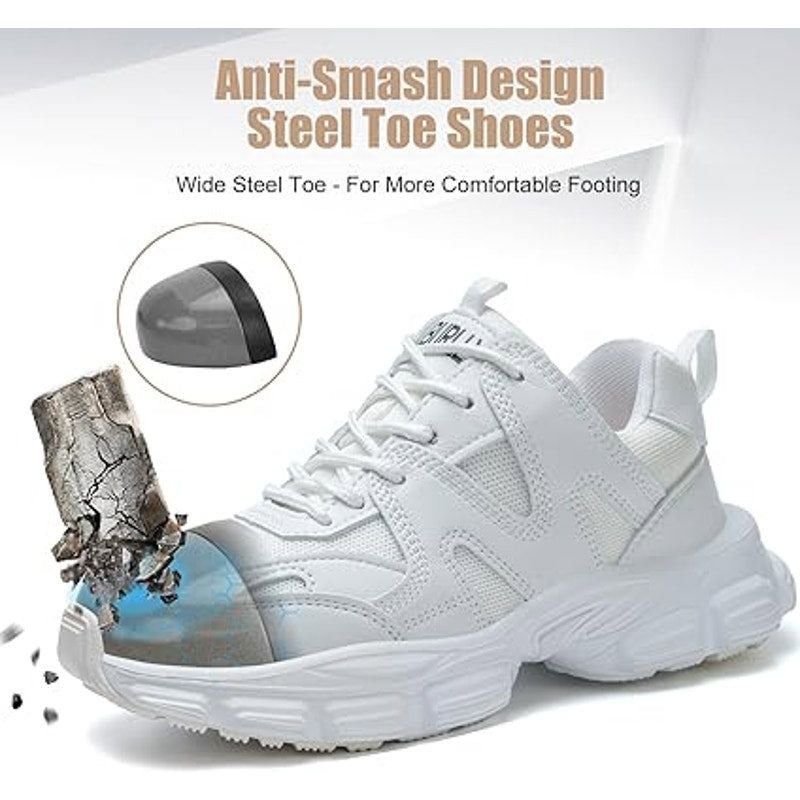 Other Umburlly Women's Size 11 White Steel Toe Non-Slip Sneakers Size US 11 / IT 41 - 2 Thumbnail
