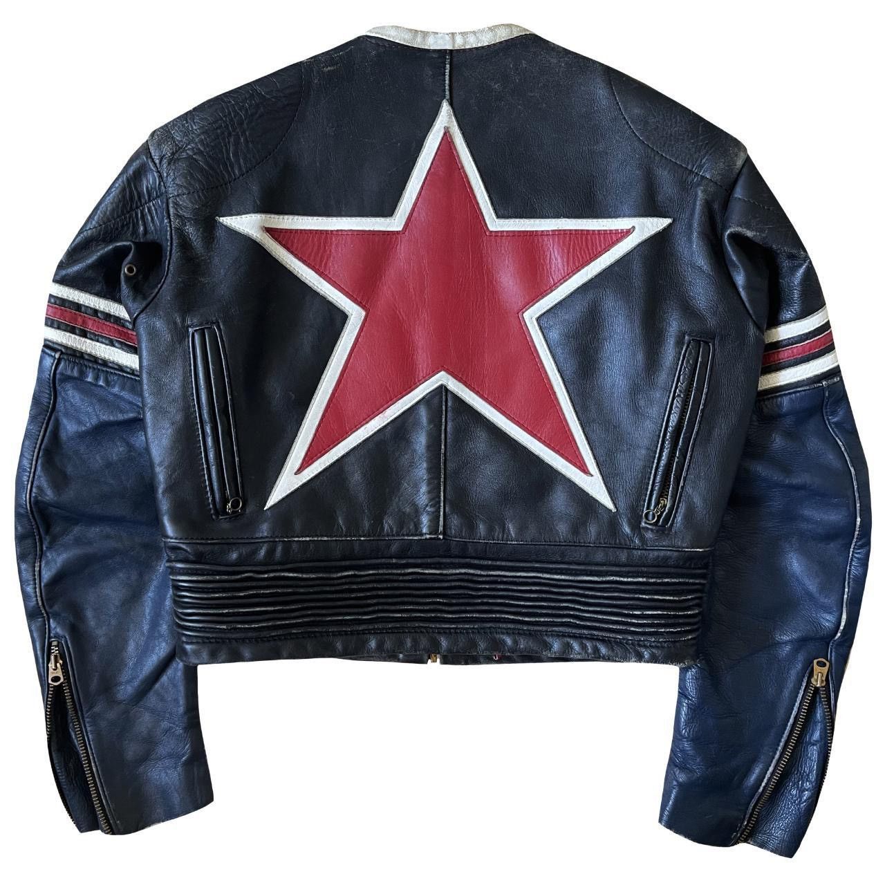 VANSON Black Red Leather Riders Jacket Racing One Star Made