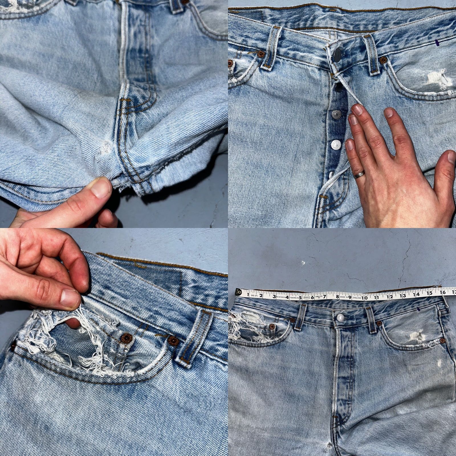 Levi's Vintage Levis 501 90s USA XX Straight Leg Jeans Blue Light Wash 34x34 Act 32x32 Size US 34 / EU 50 - 8 Thumbnail
