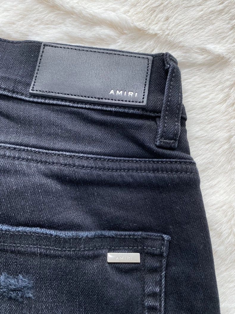 Amiri Amiri Washed Black Camo Flower Leather and Trash Patchwork Size US 30 / EU 46 - 3 Thumbnail