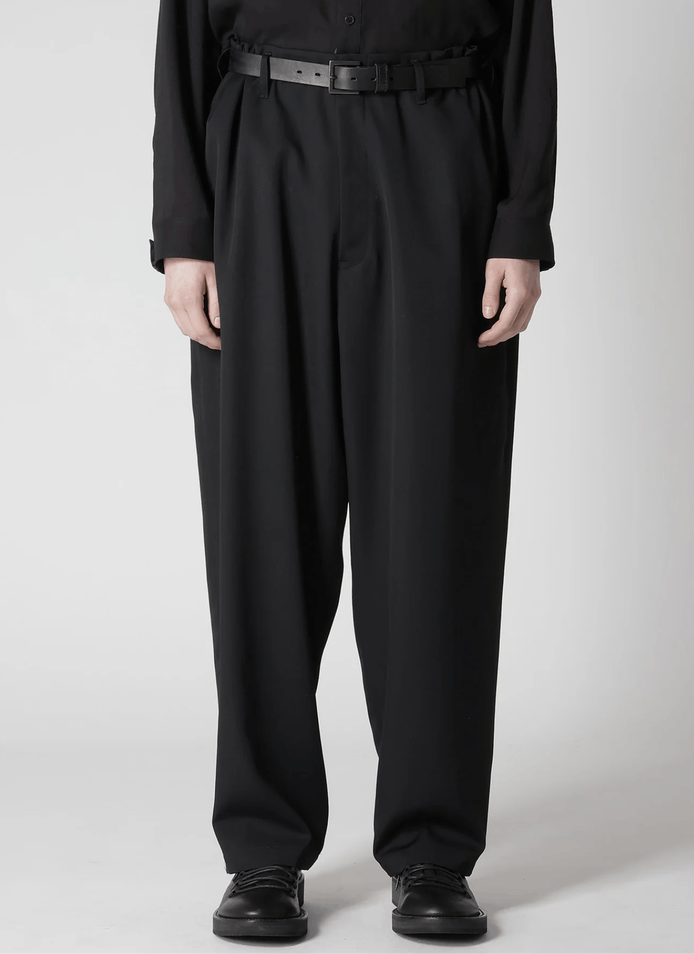 パンツ 1993AW YohjiYamamoto sample sarouelpants C/ZAZA CLOTH BELTED HEM PANTS(S Black): Yohji Yamamoto POUR