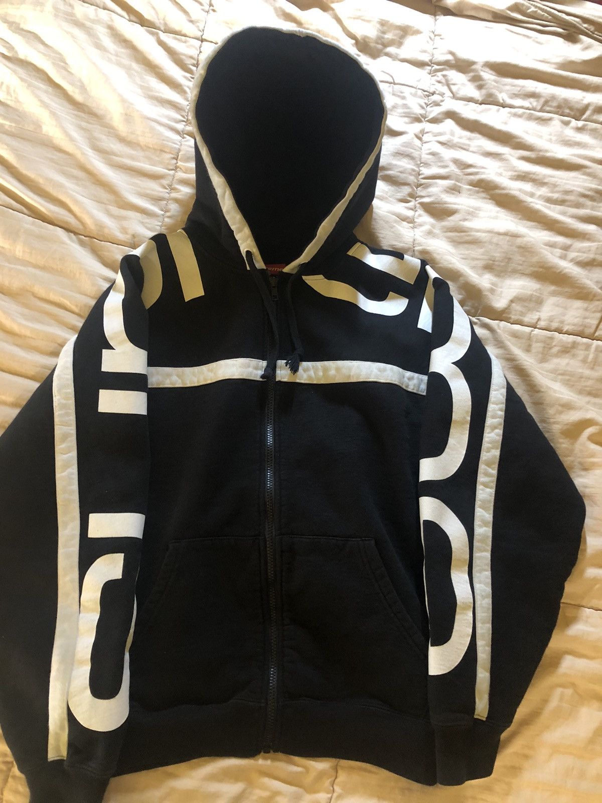 Image of Supreme Big Logo Paneled Zip Up Fw20 Black, Men's (Size Small)