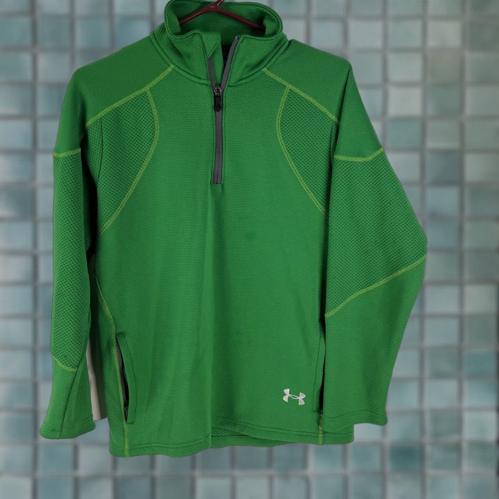 Under Armour Under Armour Mens Green Long Sleeves 1/4 Zip Loose All Season Gear T Shirt Sz S Size US S / EU 44-46 / 1 - 1 Thumbnail