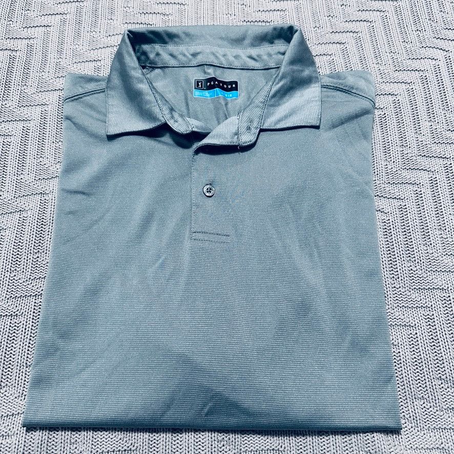 PGA Tour PGA Tour gray micro stripe long sleeve polo Size US L / EU 52-54 / 3 - 1 Thumbnail
