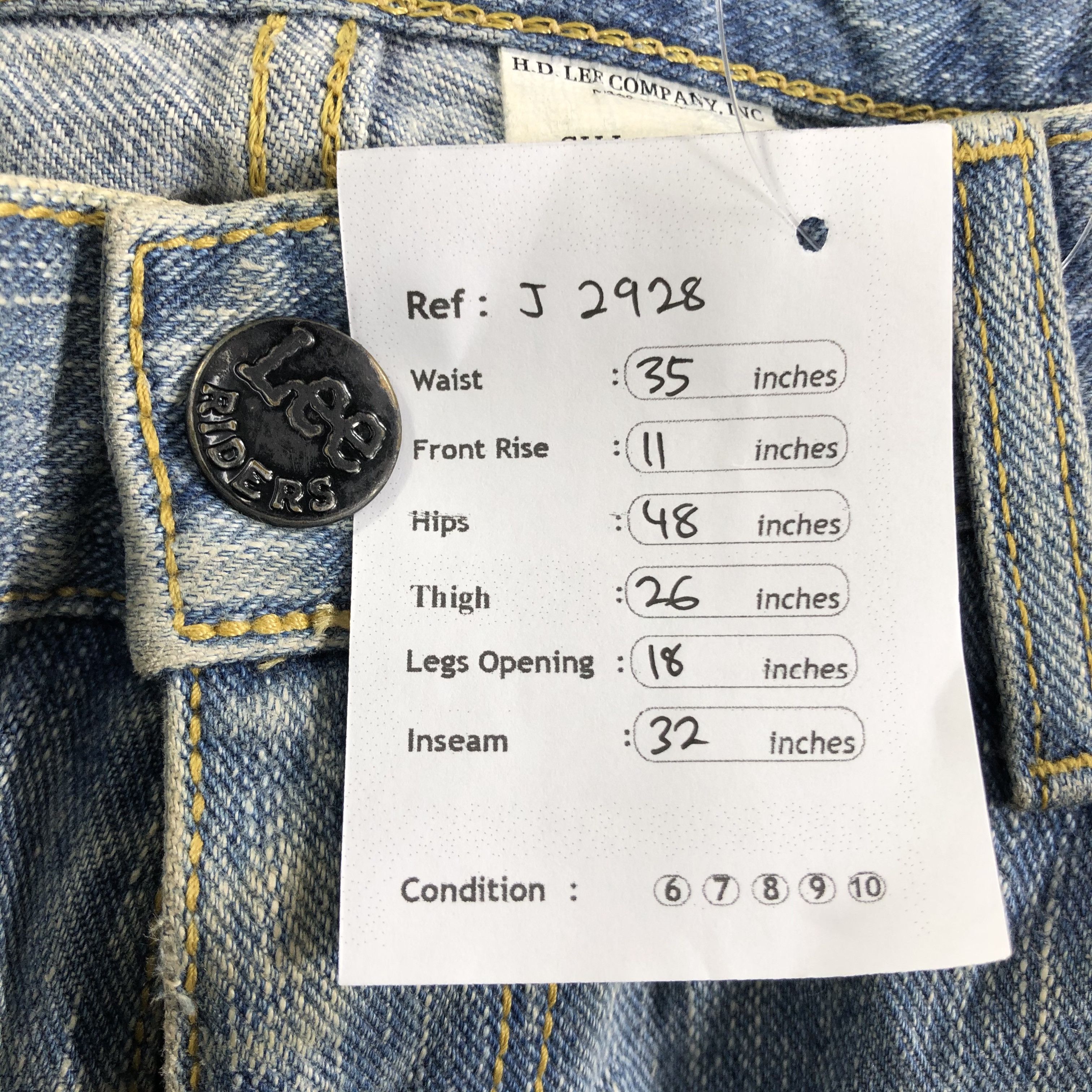 Lee Vintage Blue Wash Lee Jeans-J2928 Size US 35 - 13 Thumbnail