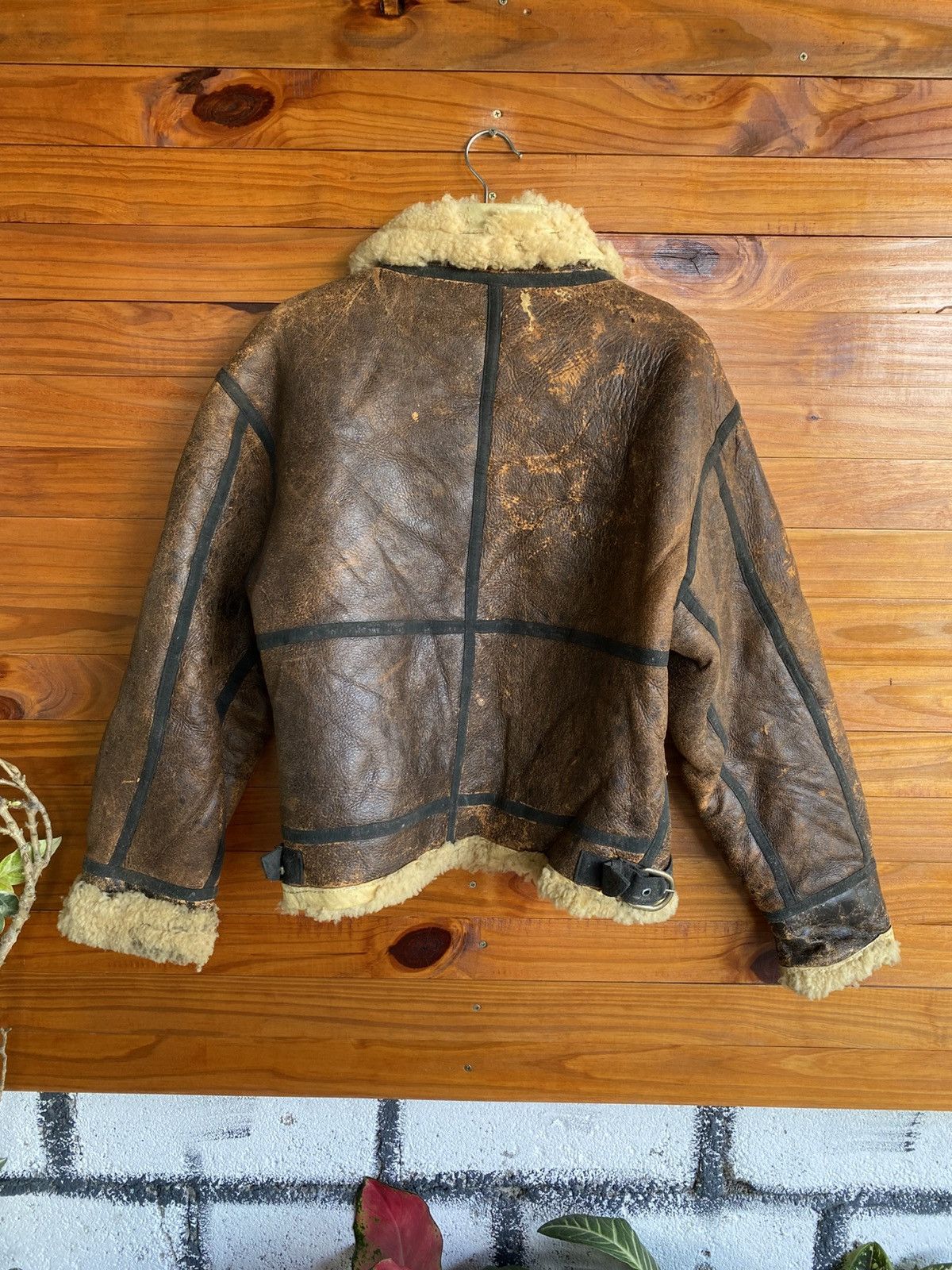 Vintage STRATH CONAR B-3 Shearling Leather Flight Jacket Distressed Size US M / EU 48-50 / 2 - 21 Thumbnail