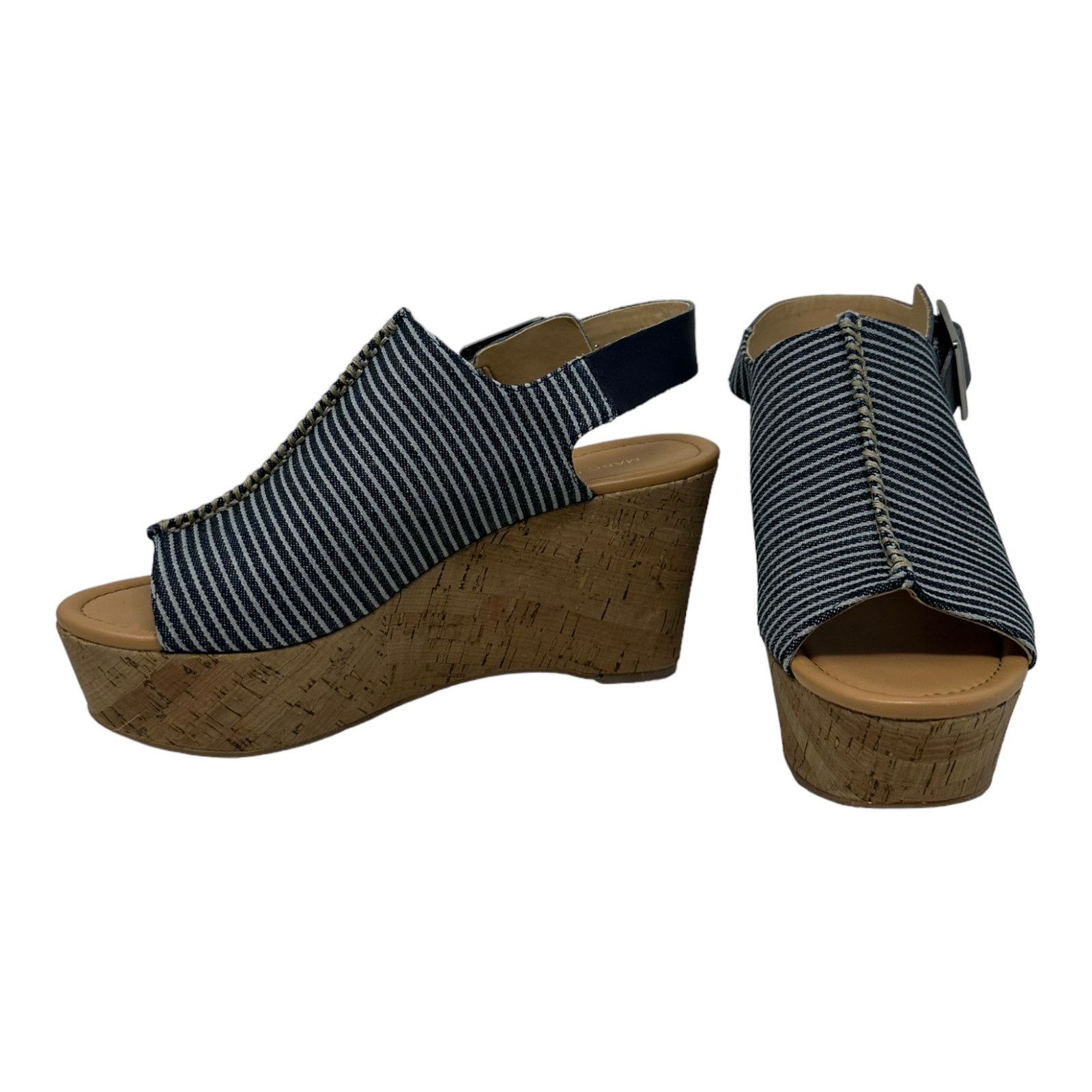 Marc Fisher Marc Fisher Sinthya Blue Denim Wedge Slingback Sandals 7.5 Size US 7.5 / IT 37.5 - 11 Thumbnail