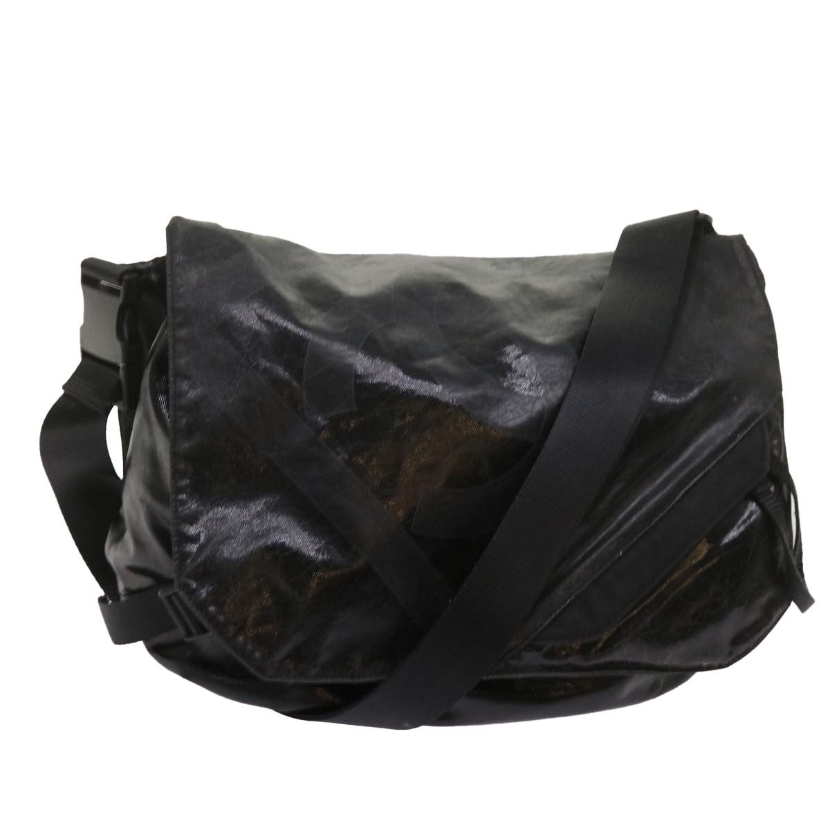 image of Chanel Shoulder Bag Coated Canvas Black Cc Auth Bs12568, Women's
