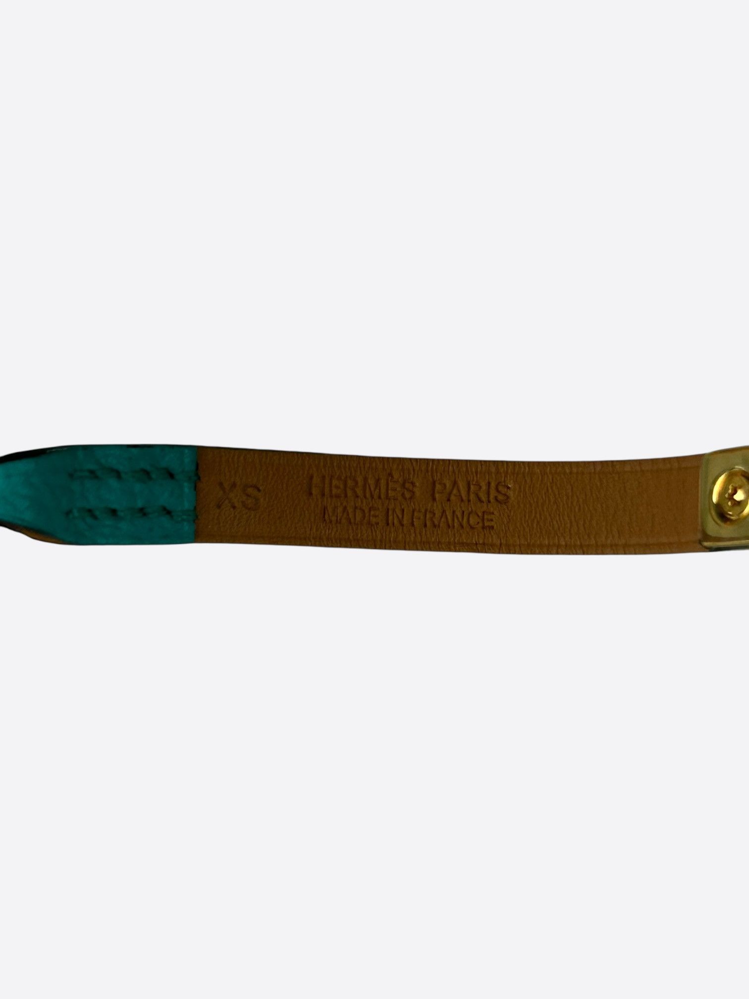 Hermes Hermes Turqouise Epsom & Gold Hardware Mini Rivale Bracelet Size ONE SIZE - 3 Thumbnail