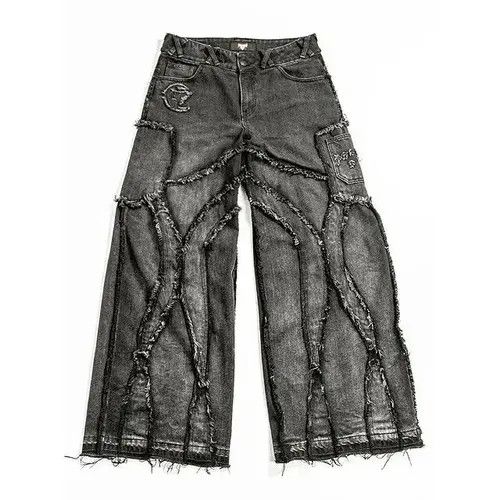 image of Designer Hip Hop Oversized Baggy Jeans in Grey, Men's (Size 33)