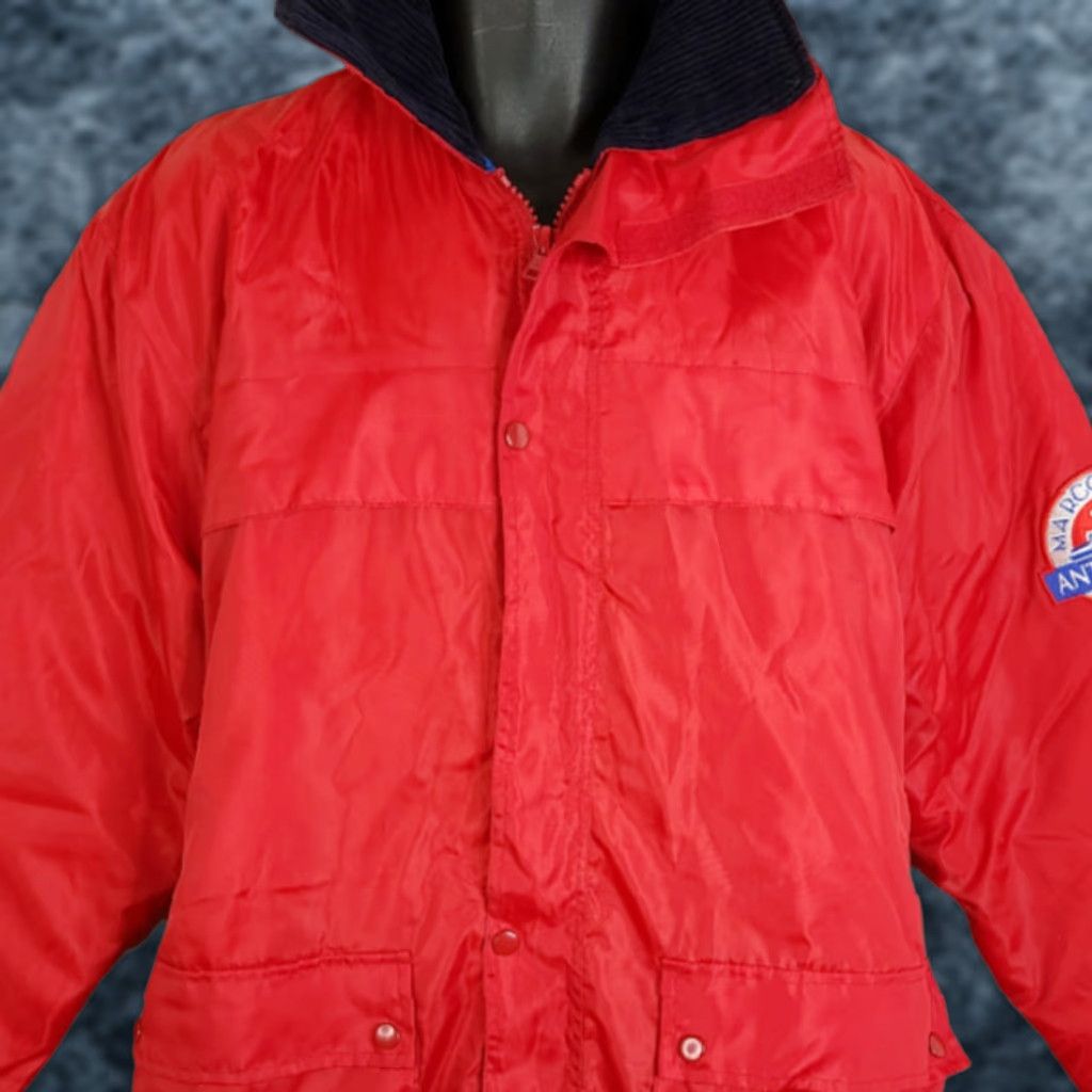 Vintage VINTAGE Orient Lines Marco Polo Antarctica Parka Jacket Mens Size L Red Hooded Zip Nylon Perca No? Size US L / EU 52-54 / 3 - 1 Thumbnail